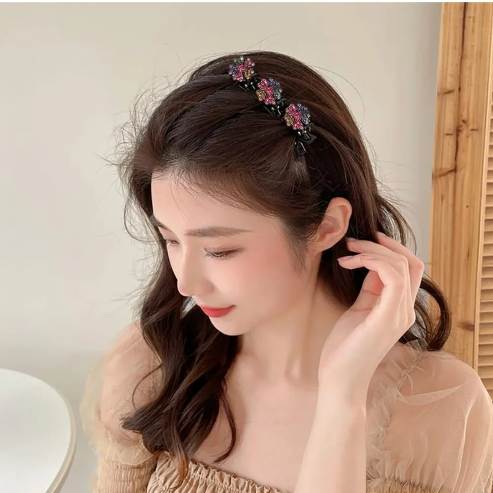☀️ 🇺🇸 Set of 6 Sparkling Crystal Stone Braided Hair Clips
